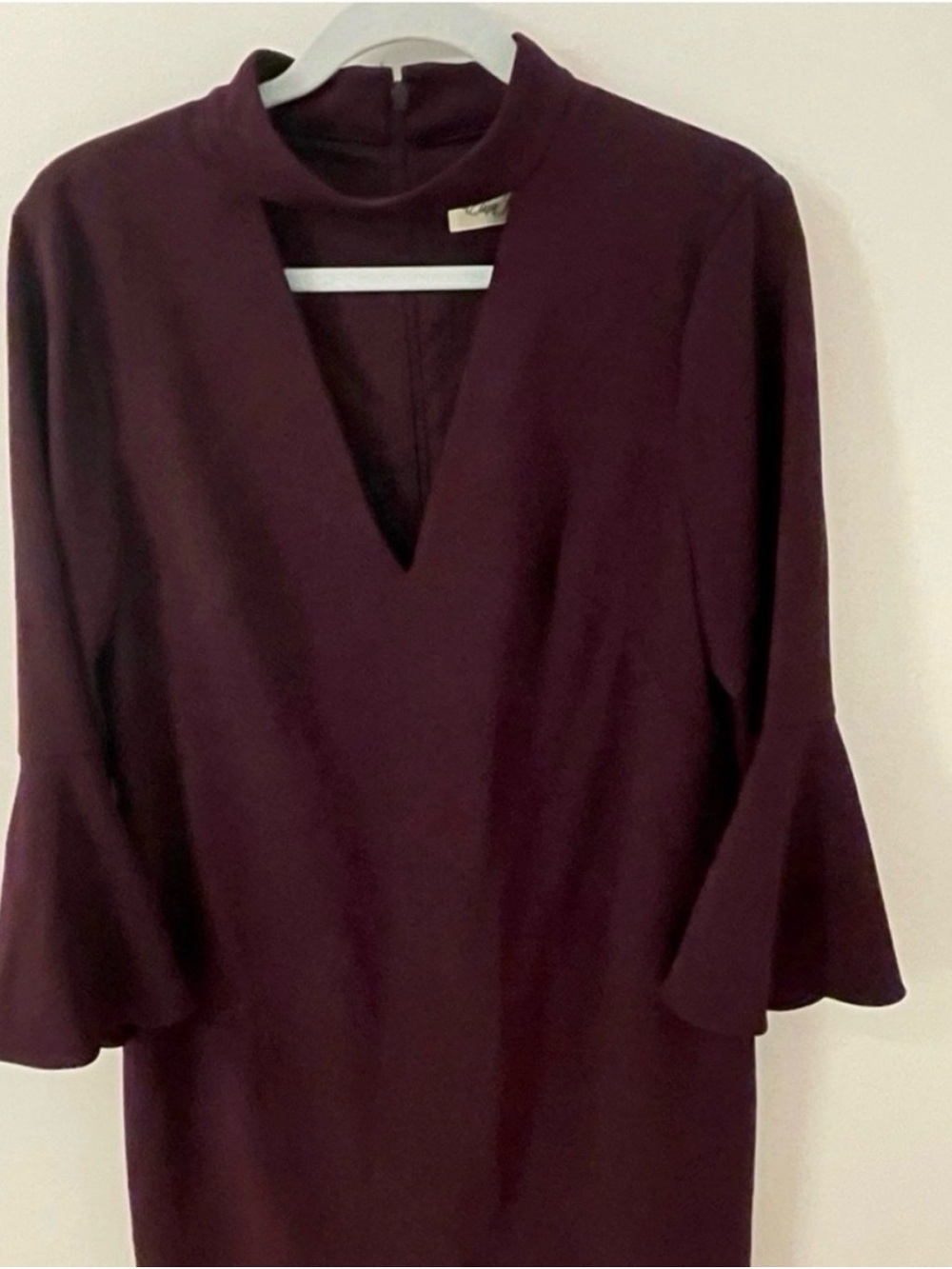 Eliza J Plum Purple Choker V-Neck Bell Sleeve Cocktail Dress Size 12